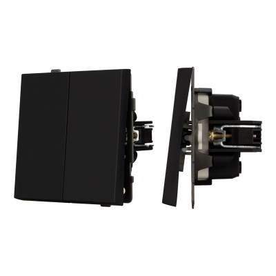 Механизм выключателя двухклавишный проходной Arlight SWT-TENDO-MKP2-SFPL-BK (230V, 10A) 054553