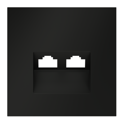 Накладка для розетки компьютерной двойной RJ45+RJ45 кат.6 Voltum S70 (черный матовый) VLS001408