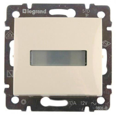 Выключатель кнопочный одноклавишный Legrand Valena 10A 12V с подсветкой держателем этикетки слоновая кость 774117
