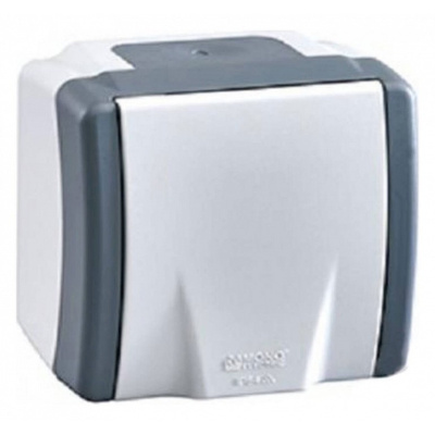 Розетка на 1 пост без заземления Mono Electric Octans IP54 16A 250В бело-серый 154-020006-116