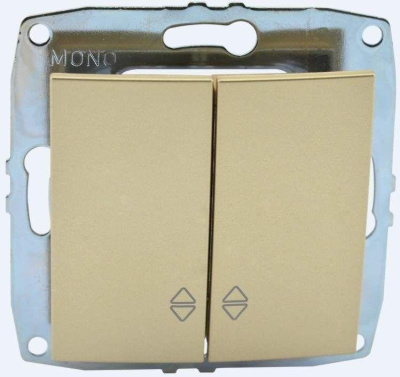 Выключатель двухклавишный проходной Mono Electric Despina-Larissa 10А 250В титан 500-002223-111