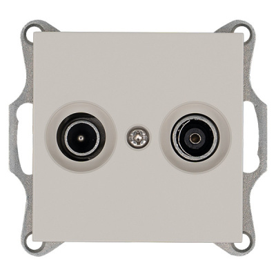 Розетка TV+FM Ф9.5mm проходная с накладкой, цвет Тауп Jasmart G6205T