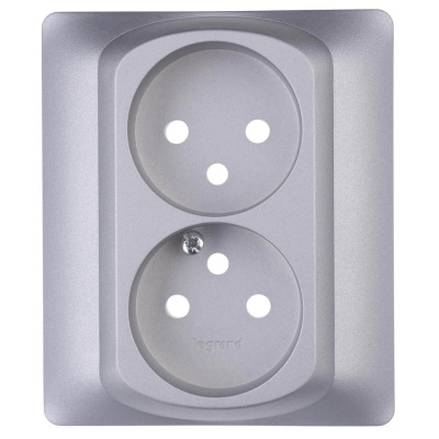 Лицевая панель Legrand Galea Life розетки 2х2К французский стандарт алюминий 771335