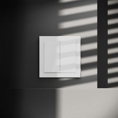 Перекрестный переключатель встраиваемый Voltum S70 двухклавишный 10А, (белый глянцевый) VLS020501