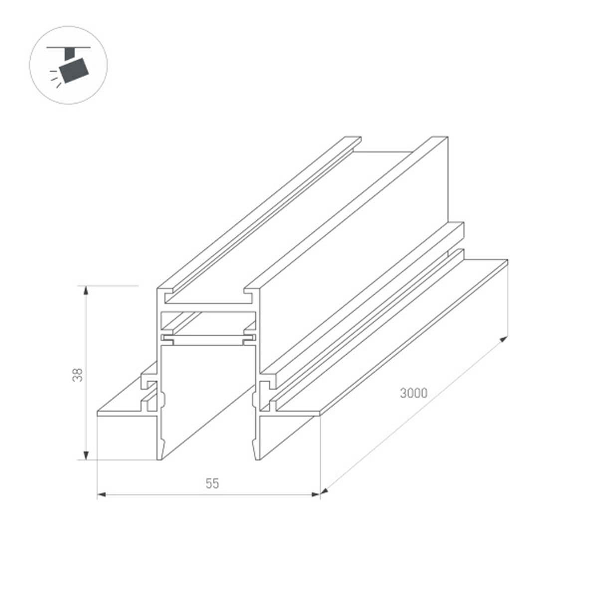 Шинопровод встраиваемый Arlight Mag-Track-2538-FDW-3000 033459