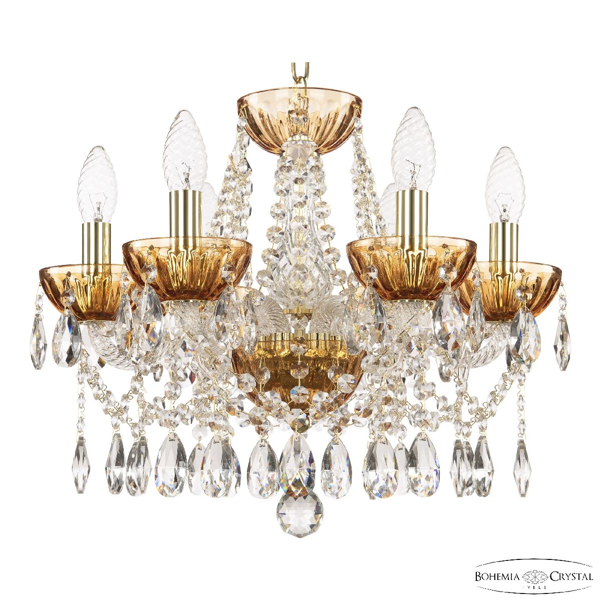 Подвесная люстра Bohemia Ivele Crystal 5413/6/141 G Amber/M-1H