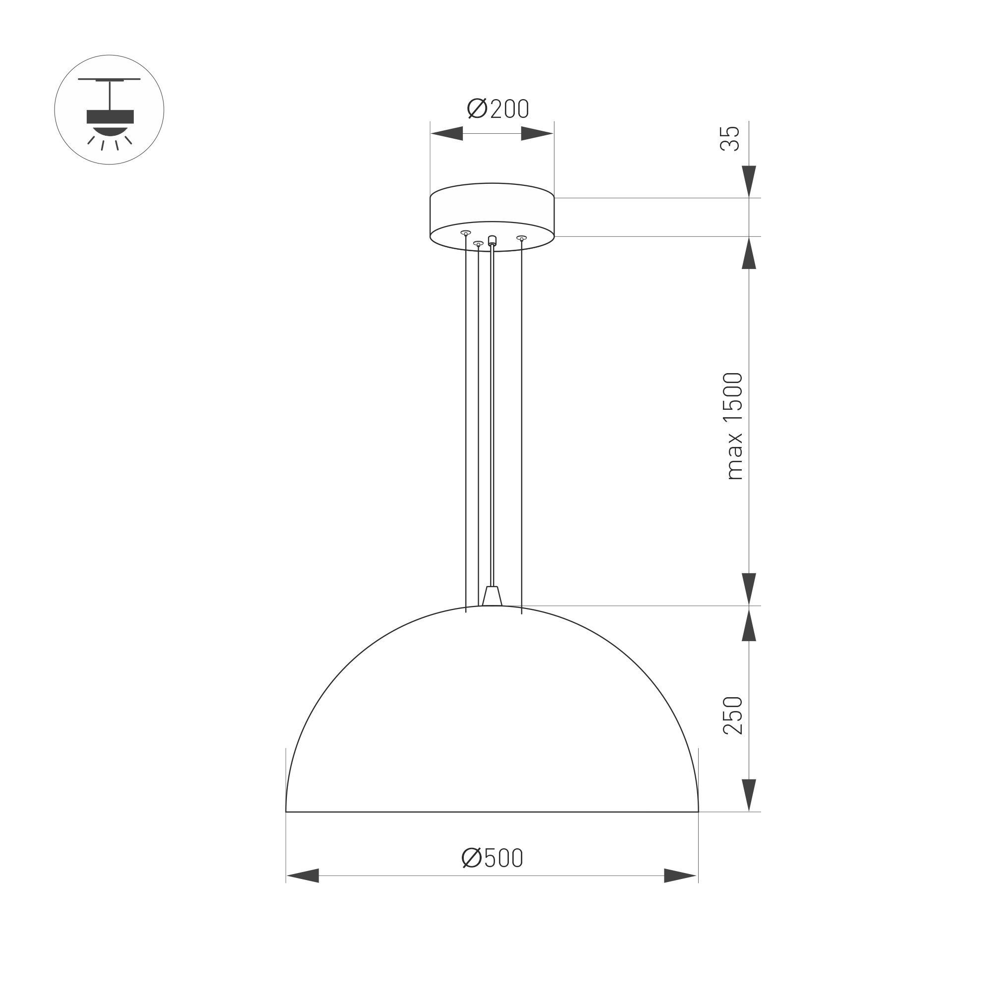 Подвесной светильник Arlight SP-RESTO-HANG-R500-30W Warm3000 (WH, 100 deg, 230V) 039697