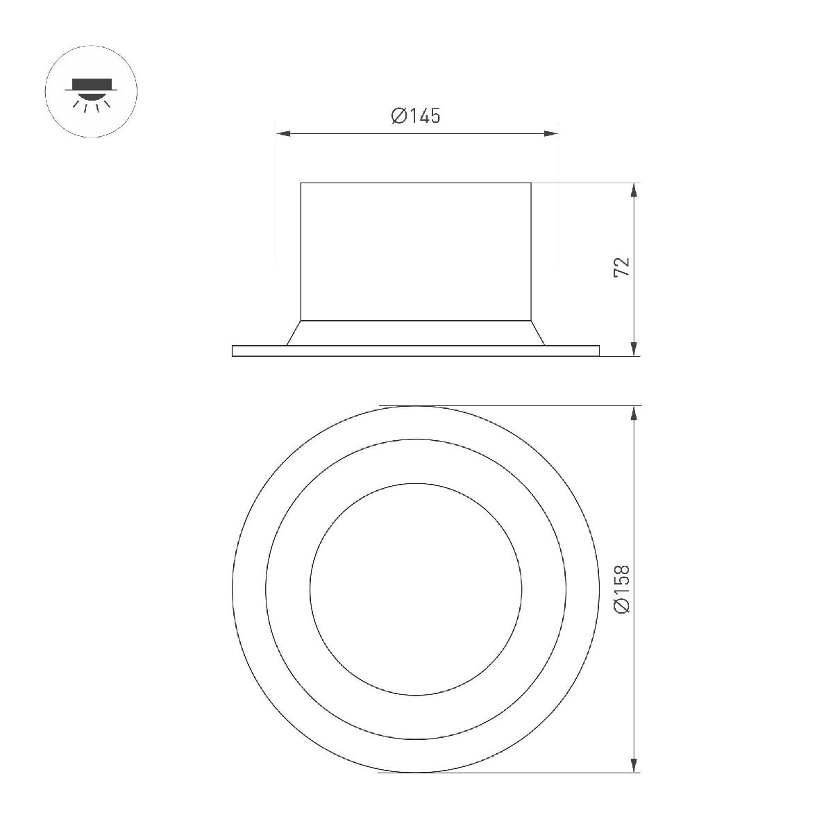 Встраиваемый светильник Arlight MS-DROP-BUILT-R158-30W Warm3000 (BK, 90 deg, 230V) 041497