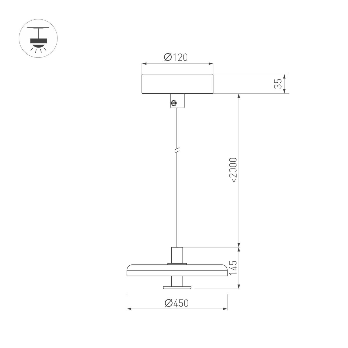 Подвесной светильник Arlight SP-KOTARO-R450-12W Warm3000 (BK-CF, 36 deg, 230V, TRIAC) 057233