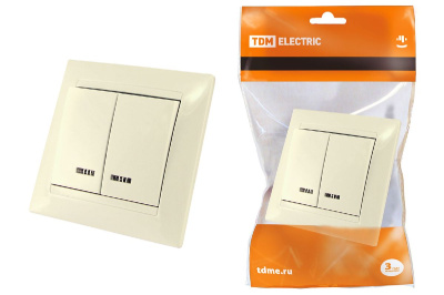 Выключатель двухклавишный с подсветкой Лама TDM Electric SQ1815-0105