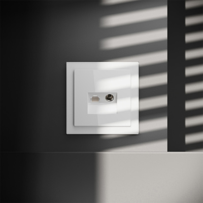 Розетка телевизионная встраиваемая Voltum S70 TV+RJ45 кат. 6, (белый глянцевый) VLS060701