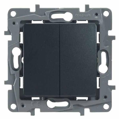 Переключатель двухклавишный Legrand Etika 10A 250V антрацит 672612