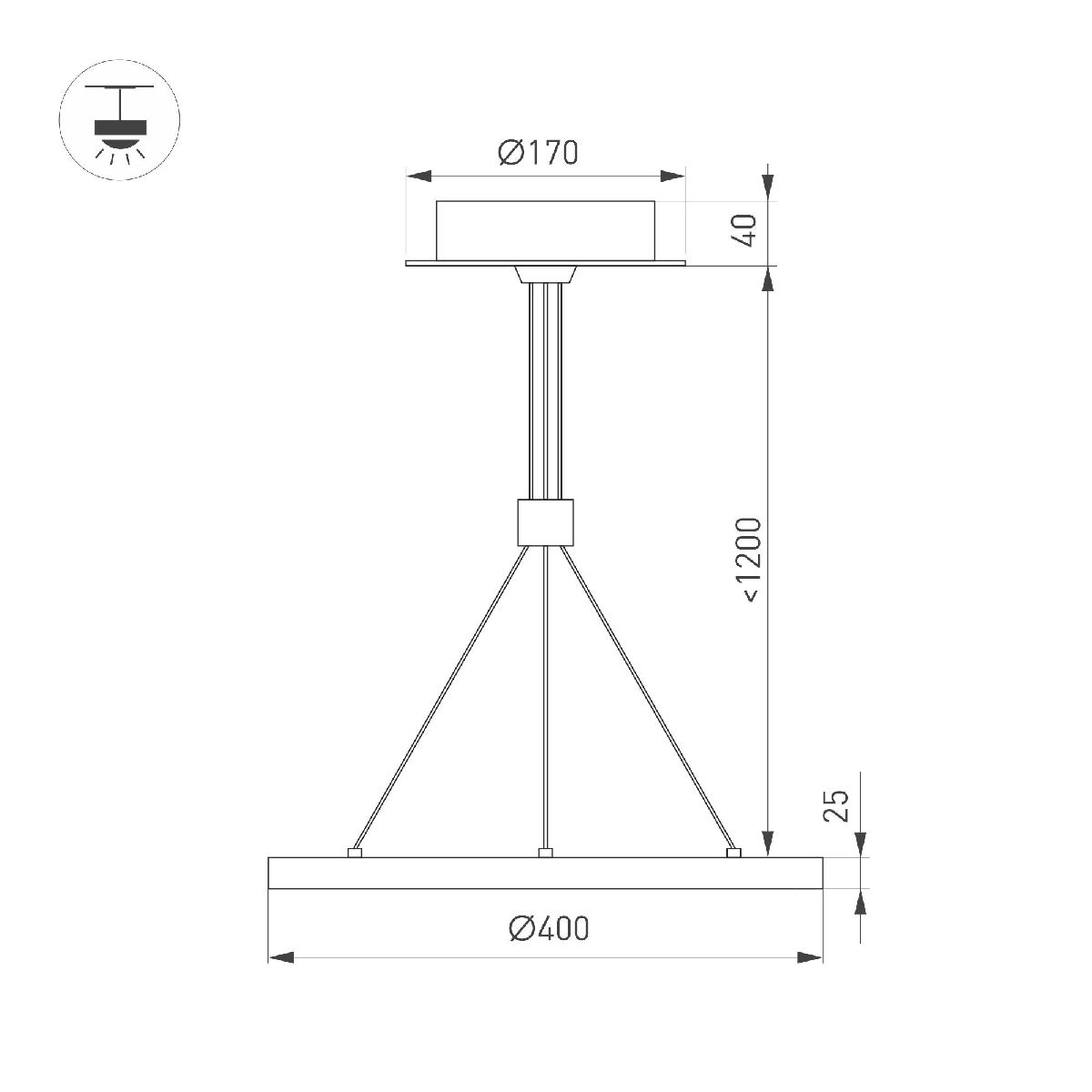 Подвесной светильник Arlight SP-CONGO-CAN-1-R400-24W Warm3000 (BK, 120 deg, 230V) 046217