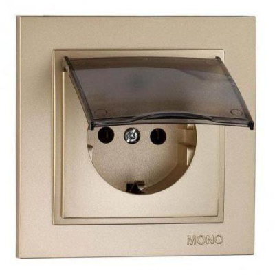 Розетка с заземлением с крышкой Mono Electric Despina 16А 250В титан 102-222221-118