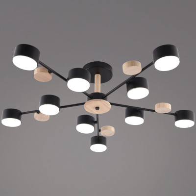 Люстра на штанге Reluce 03758-0.3-10 BK+WOOD GX53