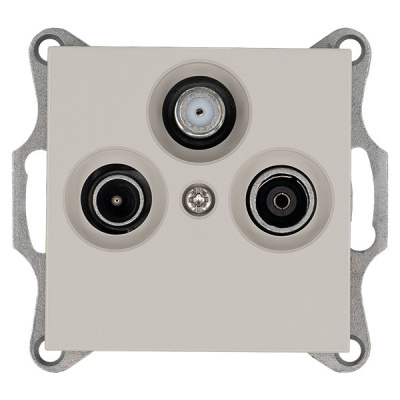 Розетка TV+FM+SAT Ф9.5mm проходная с накладкой, цвет Тауп Jasmart G6207T