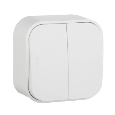 Переключатель двухклавишный на 2 направления Legrand Quteo 10A 250V белый 782206