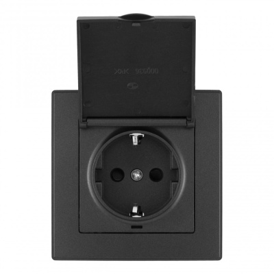 Комплект розетки с/з и шторками, защитной крышкой и рамкой Arte Milano SET06-1-41-1 black