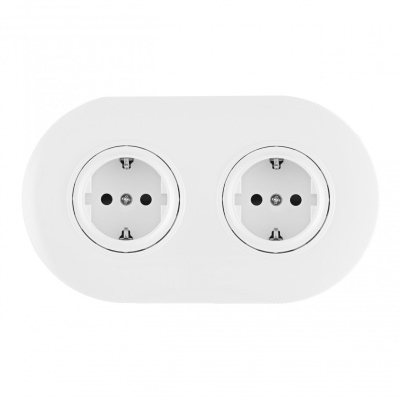 Круглая розетка двойная (двухпостовая) с/з и шторками Arte Milano SET08-2-40-1x2 white