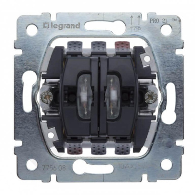 Переключатель двухклавишный на 2 направления Legrand Galea Life 10A 250V с подсветкой 775608
