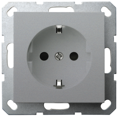 Розетка SHUKO Jasmart с защитными шторками (2P+T) 16A 250V цвет алюминий G5501S