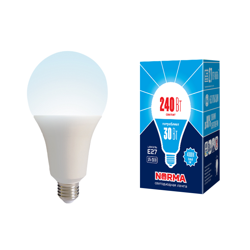 Лампа светодиодная Volpe Norma LED-A95-30W/4000K/E27/FR/NR картон UL-00005605