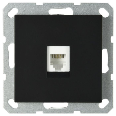 Телефонная розетка Jasmart разъем RJ11 с накладкой черный матовый (soft touch) G6101PB