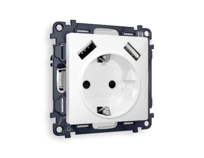 Комплект механизма розетки 2USB A+A 18W (быстрая зарядка) с/з Ambrella Volt Alfa MA109010