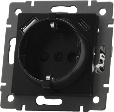 Механизм розетки с USB зарядкой Arlight SCT-MUAC-PL-BK-V (250V, 16A) 049830