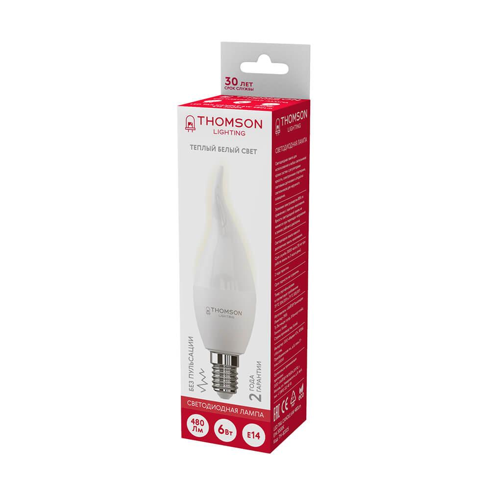 Лампа светодиодная Thomson E14 6W 3000K свеча на ветру матовая TH-B2025