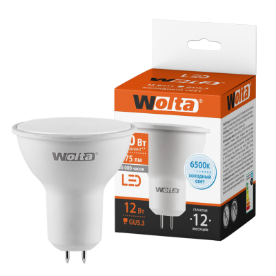 Светодиодная лампа WOLTA 12Вт 6500K GU5.3 матовая 25WPAR16-230-12GU5.3