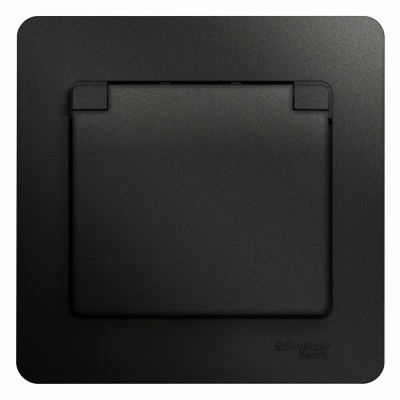 Розетка с/з со шторками с крышкой, 16А Systeme Electric Glossa Антрацит GSL000746