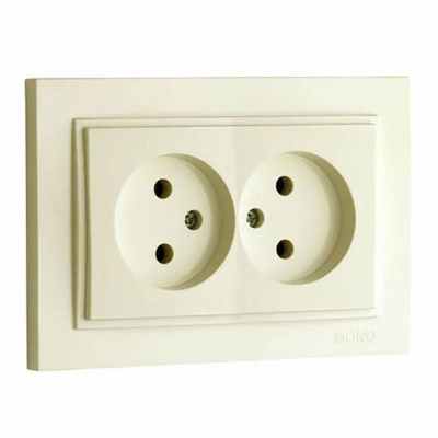 Розетка двойная без земли Mono Electric Despina 16А 250В крем 102-170005-121
