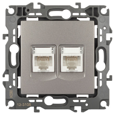 Розетка компьютерная двойная RJ45 Эра 12-3108-16 Б0065665