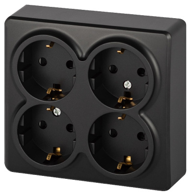 Розетка четырехместная с заземлением со шторками Эра 11-2211-05 Б0063004