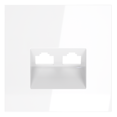 Накладка для розетки компьютерной двойной RJ45+RJ45 кат.6 Voltum S70 (белый глянцевый) VLS001401