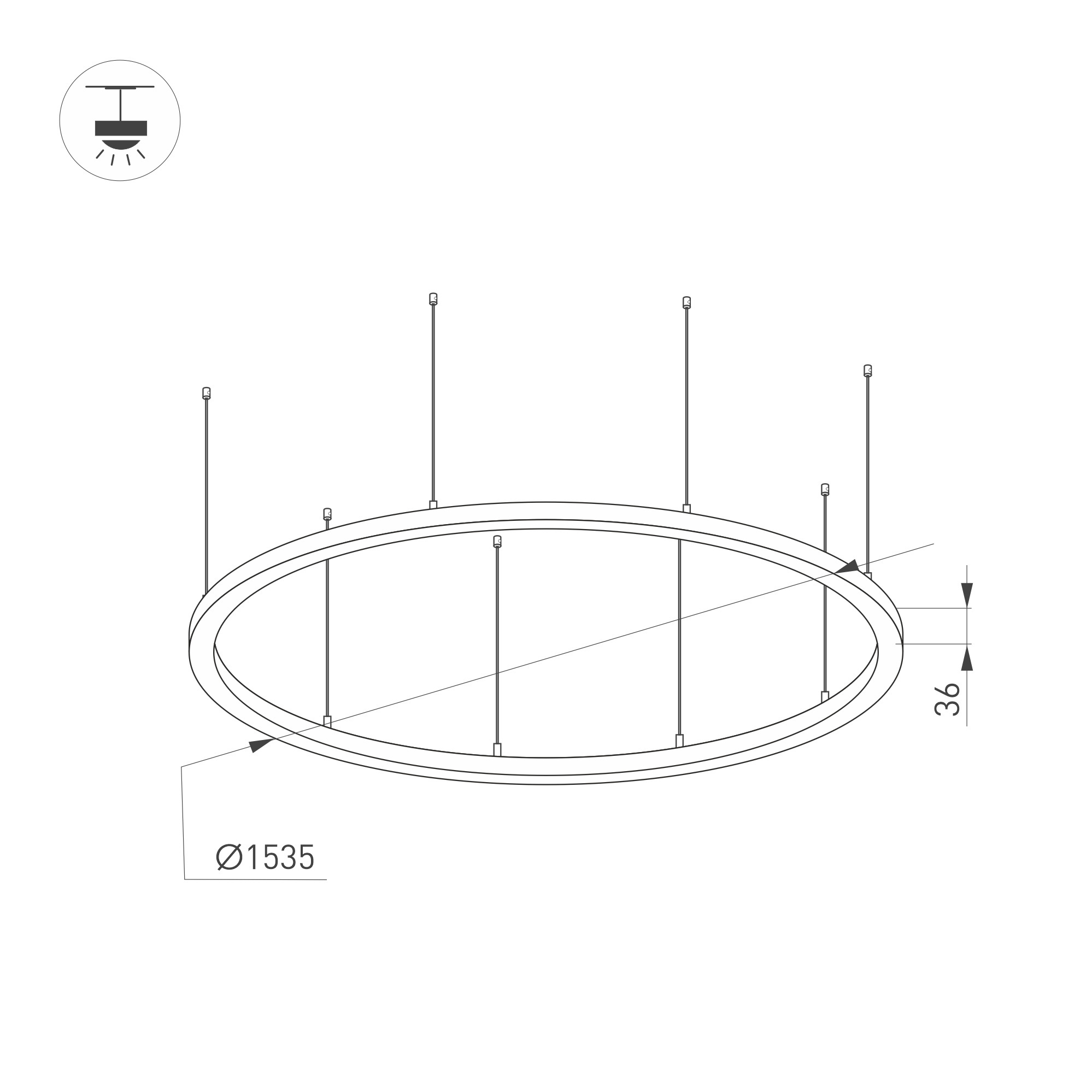 Подвесной светильник Arlight SP-Line-Hang-Arc-O3535-D1500-124W Warm3000 034009(1)