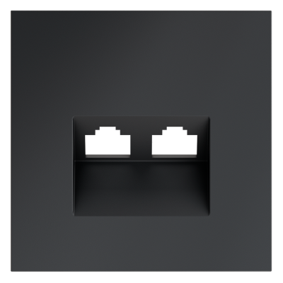 Накладка для розетки компьютерной двойной RJ45+RJ45 кат.6 Voltum S70 (графит) VLS001407