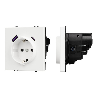 Механизм розетки с USB зарядкой Arlight SCT-NOBE-MUAC-SFPL-WH (230V, 16A) 054284