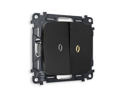 Комплект механизма 2-кл проходного выключателя с подсветкой Ambrella Volt Omega MO804030