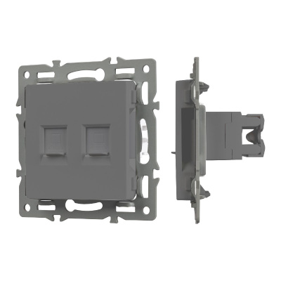 Механизм компьютерной розетки двойной Arlight SCT-MPC2-PL-GR (RJ-45, CAT6) 045338