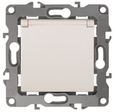 Розетка 2P+E Schuko со шторками с крышкой Эра 12-2103-02 Б0014694