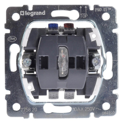 Переключатель одноклавишный на 2 направления Legrand Galea Life 10A 250V с подсветкой 775820