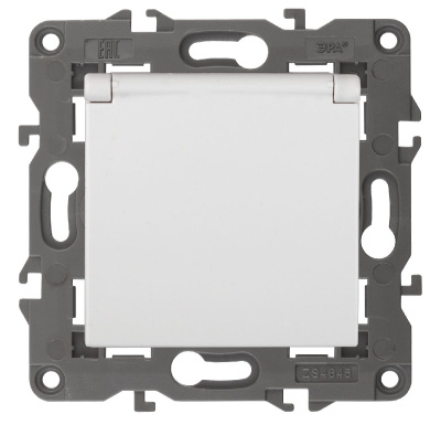 Розетка 2P+E Schuko со шторками с крышкой Эра 14-2103-01 Б0034278