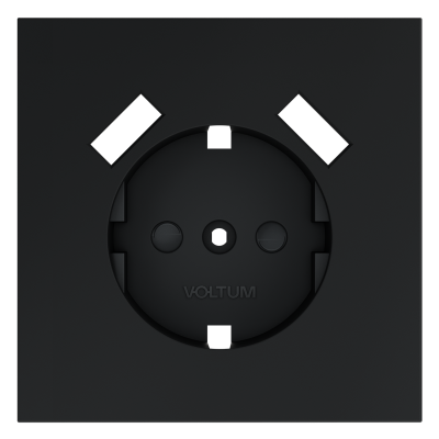 Накладка для розетки с заземлением и защитными шторками, с USB A+A Voltum S70 (графит) VLS000907