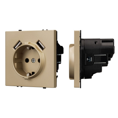 Механизм розетки с USB зарядкой Arlight SCT-NOBE-MUAA-SFPL-GD (230V, 16A) 054290