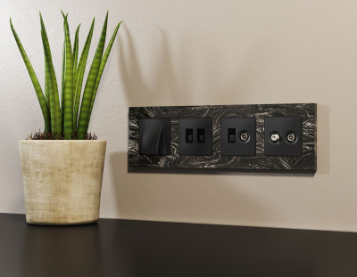 Лицевая панель Alfa (Черный матовый) для вывода кабеля Quant Ambrella Volt AP8158