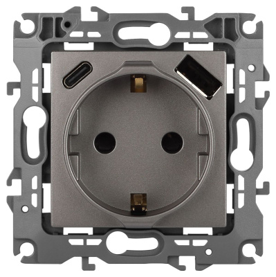 Розетка со шторками с USB type-A+C Эра 12-4108-16 Б0067762