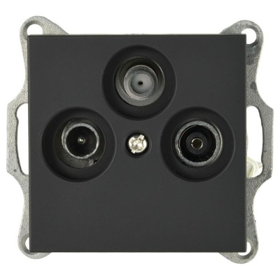 Розетка Jasmart TV-FM-SAT проходная W с накладкой черный матовый (soft touch) G6207PB