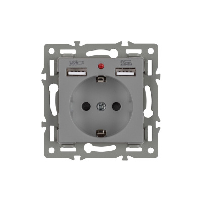 Механизм розетки с USB зарядкой Arlight SCT-MUAA-PL-GR (250V, 16A) 043735